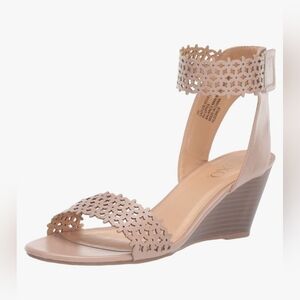 XOXO Taupe Cutout Wedge Sandals